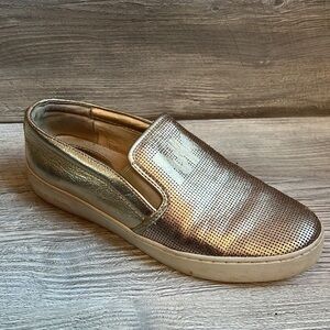 Michael Kors Keaton gold laser perforated leather slip on sneakers size 7.5